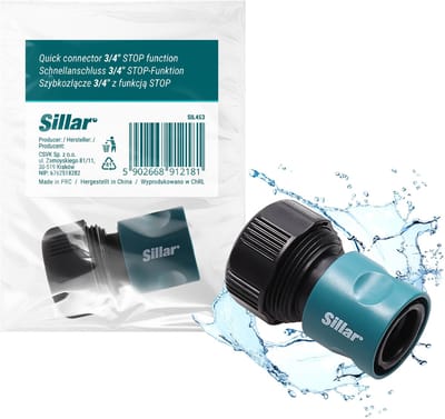 Sillar Snelkoppeling met Stopfunctie – Kraanadapter voor Tuinslang ¾" – Tuinslang Connector – Gemakkelijk Aan/Uit – Duurzaam PV
