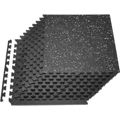 VEVOR 12 x Puzzelmat Vloerbeschermingsmat 610 x 610 x 14 mm, Hoogwaardige EVA-schuimmat, In elkaar grijpende fitnessmat, gymnastiekmat, sportmat, trainingsmat (zwart) met witte stippen