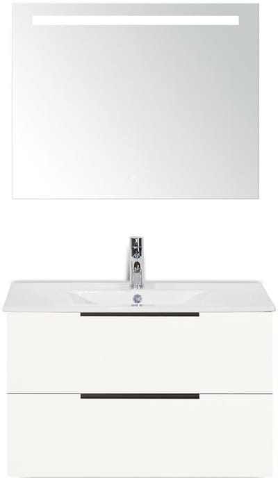 Seville Badmeubelset 80 cm - Wit Hoogglans Edge Greep - Wastafel Enjoy met Sence Spiegel