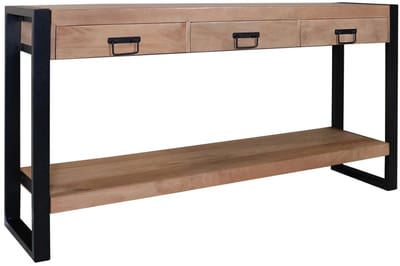 Bijzettafel 150cm duurzaam mangohout Vera lichtbruin industrieel side table