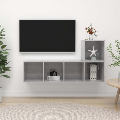 vidaXL - 2-delige - Tv-meubelset - bewerkt - hout - betongrijs