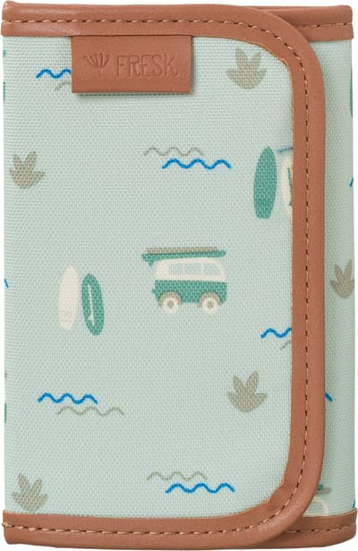 Fresk Portemonnee voor Jongens – Billfold met Klittenbandsluiting – Pasjeshouder – Portefeuille Kinderen - Groen - Surf Boy