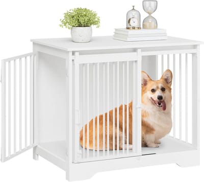 Imperatoris - Houten hondenbench - Hondenhok voor binnen en buiten - Hondenbench - Hondenhok - Kennel - 81x55x67 cm - Wit