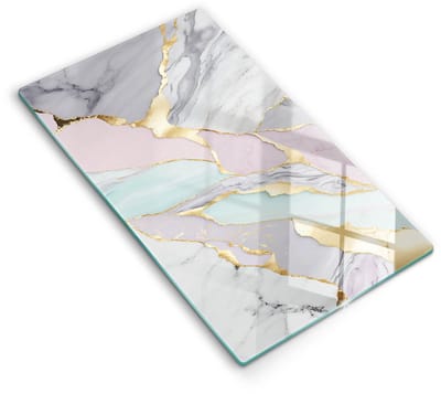 Wallfluent Spatscherm Keuken - Roze Spatglas Keuken - 30x52 cm - Pastelmarmer Achterwand Glasplaat Keuken - Natuurlijke patronen Rechthoekig Spatscherm Keuken