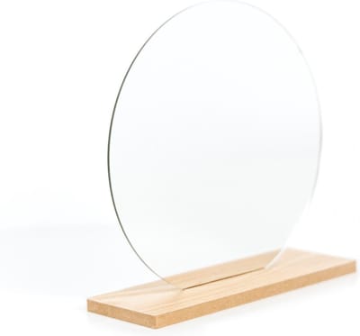 Oliva's - Ronde spiegel - Make-up spiegel - Tafelspiegel op bamboe voet - Ø 20 cm