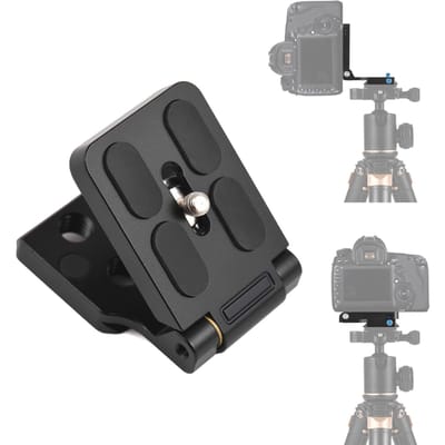 Plaque de fixation rapide pliable en forme de L Support de caméra en L en alliage d'aluminium Commutation horizontale verticale Small black