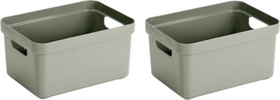 Sunware Opbergbox Sigma - 2x - kunststof - lichtgroen - 13 liter - Opbergbakken/opbergers - 35 x 25 x 18 cm