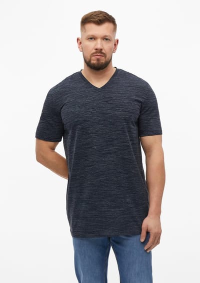 Katoenen mélange T-shirt met V-hals s.Oliver