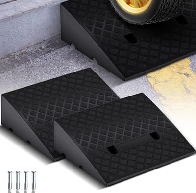 Stoeprand Helling - Oprit Kit - Voertuigen Verplaatsen - Zwaar Belastbaar Rubber - 50 x 38 x 15 cm - Zwart
