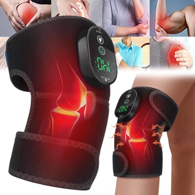 Elektrische kniemassager - Gewrichtsmassager - TENZHVXI® - 3 verwarmings- en vibratiestanden - 6 temperatuurniveaus - LED-display met 3 massagefuncties - Draagbaar - Verlichting van schouderpijn - Verlichting van gewrichtspijn - Zwart