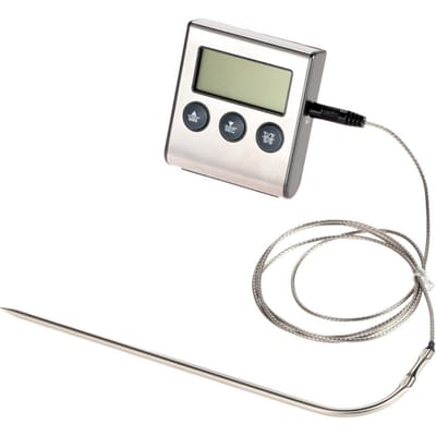 Digitale kookthermometer Keukentimer met roestvrijstalen sonde white