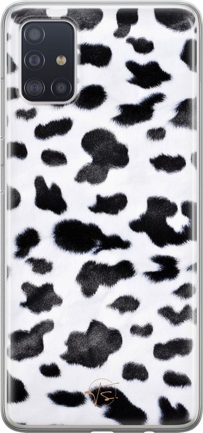 Hoesje geschikt voor Samsung Galaxy A51 - Koeienprint - Soft Case - TPU - Print - Zwart - Mooie Telefoonhoesjes