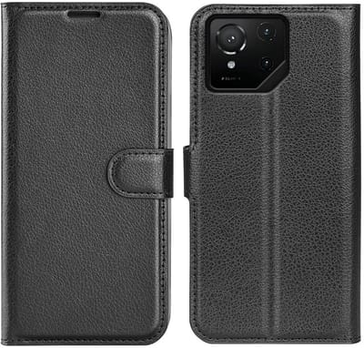 Hoesje geschikt voor Asus ROG Phone 9/9 Pro - Phonesta Litchi Skin Book Wallet Case - Zwart