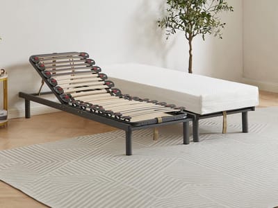 Vente-unique Handmatig verstelbare bedbodem op pinnen, 3 slaapvlakken, stevigheid instelbaar met schuifknoppen - 80x200 cm