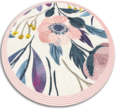 Tulup Vinyl Tapijt - Bloemen PVC Vloer Mat - 50 cm - Blauw Vloerkleed Vinyl - Ronde PVC Tapijt - Keukentapijt - Slaapkamertapijt