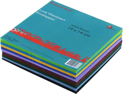 Luxe Enveloppen Assorti Intense Kleuren 14 x 14 cm - Verpakt Per 50 Stuks (10 x 5 stuks)