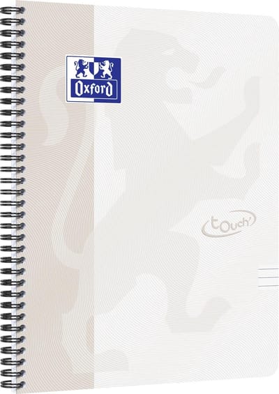 Oxford Touch - Notitieboek - A4 - Gelijnd - 140 pagina's - 90g - soft cover - licht grijs