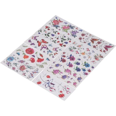 20 pièces Tatouages Temporaires Étanches Motif Floral Ensemble d'Autocollants de Faux Tatouages pour Femmes white