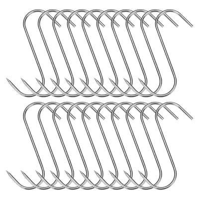 Dailygoods- Vleeshaken 20 stuks - Roestvrij Staal - Robuuste Slagerhaken - S-haken - Duurzaam - 12,5 cm Hoogte - Haak