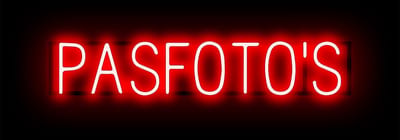PASFOTO'S - Lichtreclame Neon LED bord verlicht | SpellBrite | 80,86 x 16 cm | 6 Dimstanden & 8 Lichtanimaties | Reclamebord neon verlichting