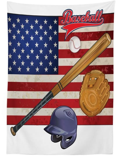 ABAKUHAUS Tafelkleed – VS-vlag/Baseball – satijn, wasbaar, 140x240 cm