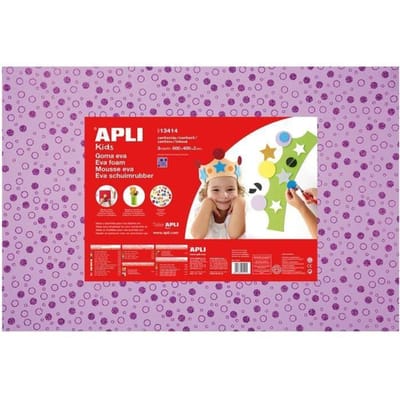 APLI Pochette 1 feuille de mousse caoutchouc - Lilas imprimée rond Violets