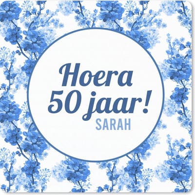 Muismat 20x20 cm - Mousepad Jubileum - 50 Jaar - Sarah - Bloem - Muismatten