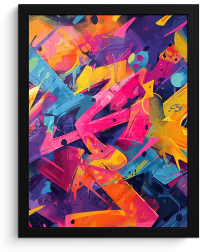 Poster in lijst - Fotolijst 30x40 cm - Posters - Abstract - Vormen - Kleurrijk - Posterlijst zwart - Decoratie - Wanddecoratie woonkamer - Muurdecoratie slaapkamer