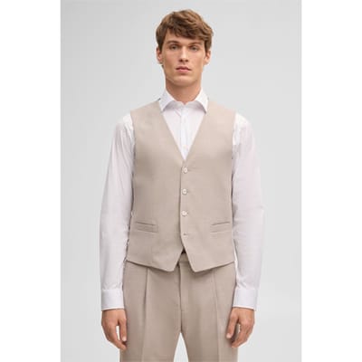 Vest Gyl met linnenaandeel, beige