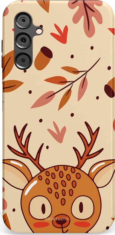Casetastic hoesje geschikt voor Samsung Galaxy A14 (2023) 5G / Samsung Galaxy A14 (2023) 4G - Dubbellaagse bescherming - Hert in de herfst - Fashion Case - Zand Terracotta Rood