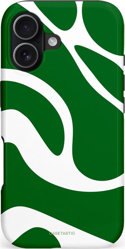 Casetastic hoesje geschikt voor Apple iPhone 17 - MagSafe - Dubbellaagse bescherming - Groene Golven - Fashion Case - Groen Wit