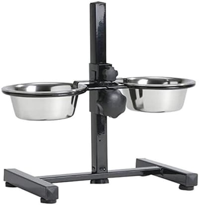 Voerstandaard met kommen - Honden voerbak - Comfortabel eten - In hoogte verstelbaar - 2 x 16 cm - Zwart