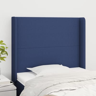 vidaXL - Hoofdbord - met - randen - 83x16x118/128 - cm - stof - blauw