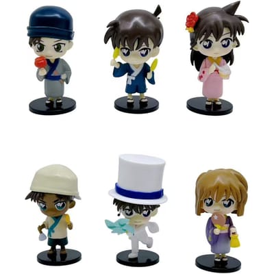 6 Stuks/Set Detective Conan Zomer Tuinfeest Serie Conan Edogawa Mouri Ran Haibara Ai Figuur Verzamelaar Decoratie Model Speelgoed gray