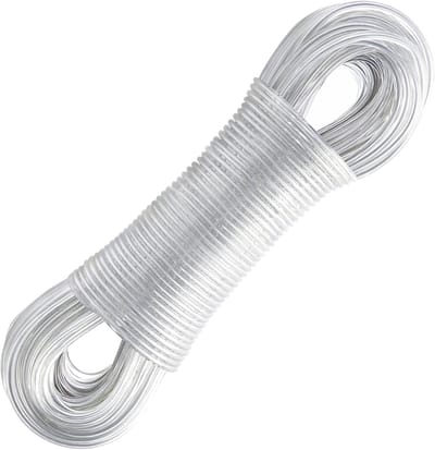 Waslijn met stalen kern, outdoor, heavy duty, extra sterke waslijnen met een draagkracht van 200 kg, roestvrij en waterdicht, waslijn voor tuin, (4 mm-30 m, doorzichtig)