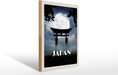 Holzschild Reise 30x40cm Japan Shinto Miyajima Kultur Religion