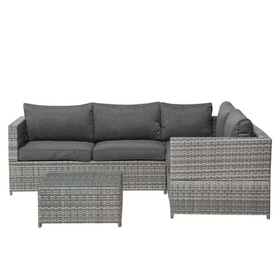 AVOLA - Loungeset voor 4 - Donkergrijs - PE rotan