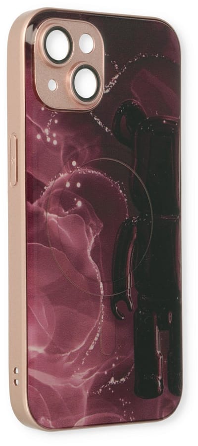 Casemania Hoesje Geschikt voor Apple iPhone 13 - Rood - Siliconen Marmer Back Cover - Geschikt voor MagSafe