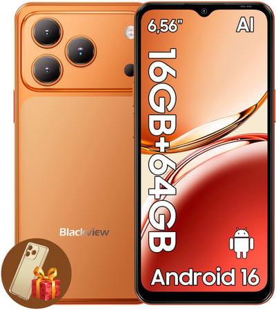 Blackview WAVE 7C Smartphone - 4G AI - DUAL SIM - 16GB RAM - 64GB ROM - Android 16 Telefoon - 6,56 inch - 5000mAh - GPS - Oranje
