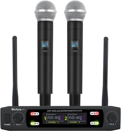 Draadloos Professioneel Tweekanaals Microfoonsysteem VHF 100m Bereik voor Feest en Presentatie