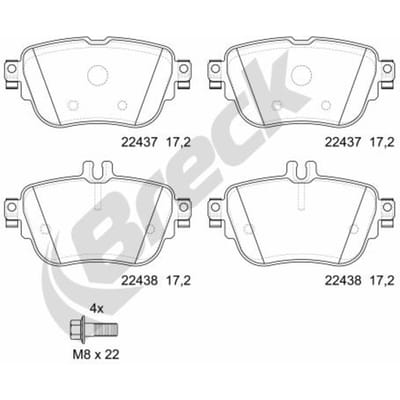 Remblokset BRECK 22437 00 702 00, achter
