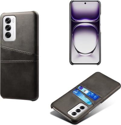 Backcover met Opbergvakjes + PMMA Screenprotector voor OPPO Reno 12 _ Zwart