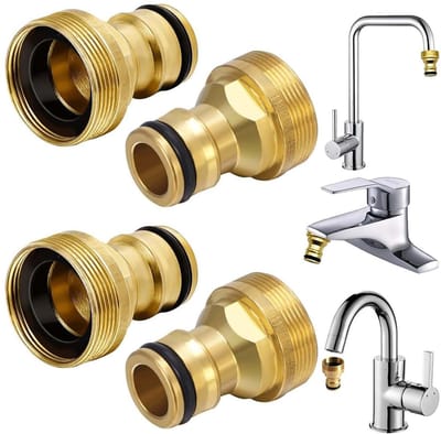 Dailygoods - MOLIMOLI Kraan Adapter 4er Set, Universele Slang Messing Aansluiting voor Tuinslang, Geschikt voor 22mm en 24mm Draden, Wateraansluiting