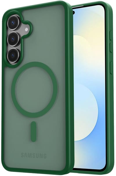 Hoesje Geschikt voor Samsung Galaxy S25 FE - Compatibel met MagSafe / Qi2 - Matte Beschermhoes - Back Cover met Magneet - Groen