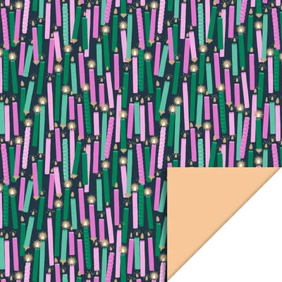 Het Inpakhuis - Inpakpapier - Cadeaupapier - Kadopapier - Candles Night - Peach - 70cm x 3m - Rol inpakpapier - Kinderverjaardag - Kaarsjes - Feest