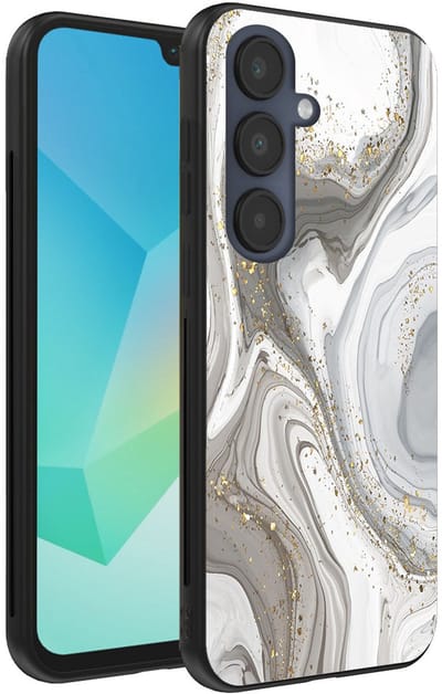 Smartphonica Telefoonhoesje Geschikt voor Samsung Galaxy A16 met marmer opdruk - TPU backcover case marble design - Zilver geschikt voor Samsung Galaxy A16