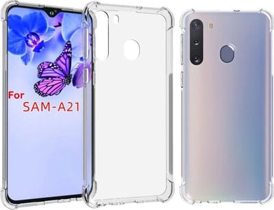 Geschikt voor Samsung Galaxy A21 hoes TPU Silicone Case hoesje met versterkte randen Transparant Pearlycase