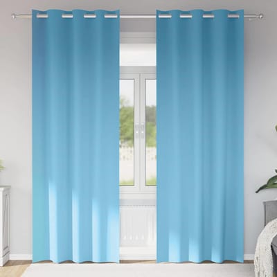 vidaXL Zwart-out Gordijnen met Ringen 2 st Lichtblauw 225 x 140 cm