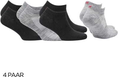 Norfolk - 4 paar - Wandelsokken - Anti Blaren - 60% Merino Wol enkelsokken met Snelle Vochtopname - Platte Teennaad - Enkelsokken Dames - Wollen Sokken - 2 Zwart / 2 Licht grijs - 35-38 - Sheldon Low-cut