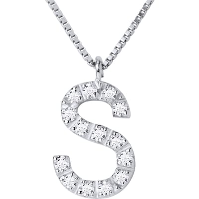 Ketting Diamonds 0.07 Cts alfabet letter "S" White Gold 18 Karaat